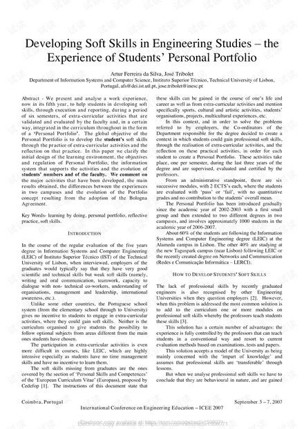 發(fā)展工程研究的軟技能 學(xué)生個人作品集的經(jīng)驗 研究論文資源 csdn文庫